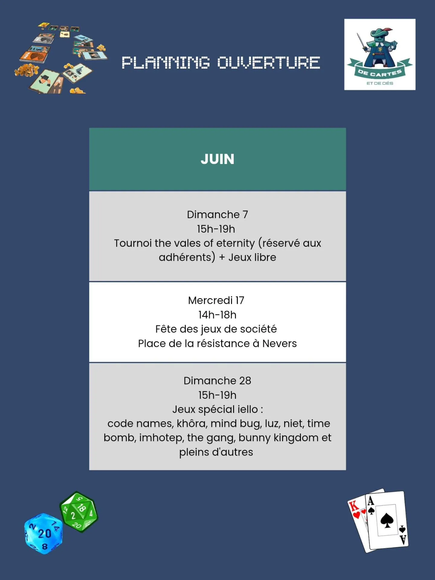 Planning du Mois de Juin 2026